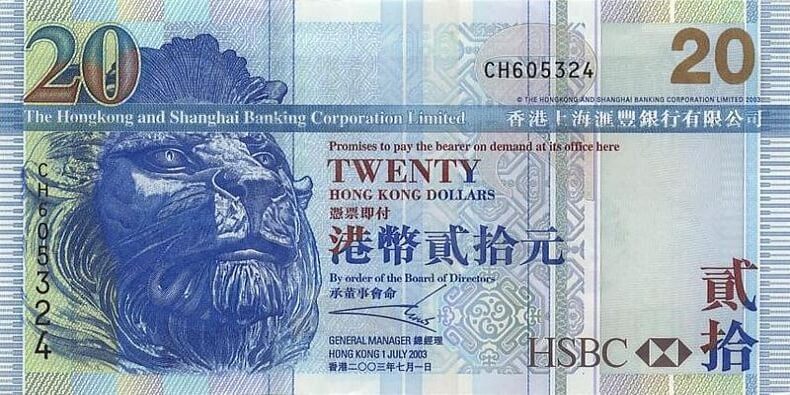 Actual Size Of Hong Kong Dollar HKD HK 